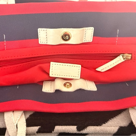 Dooney & Bourke Navy and Red Striped Tote - Picture 8 of 14